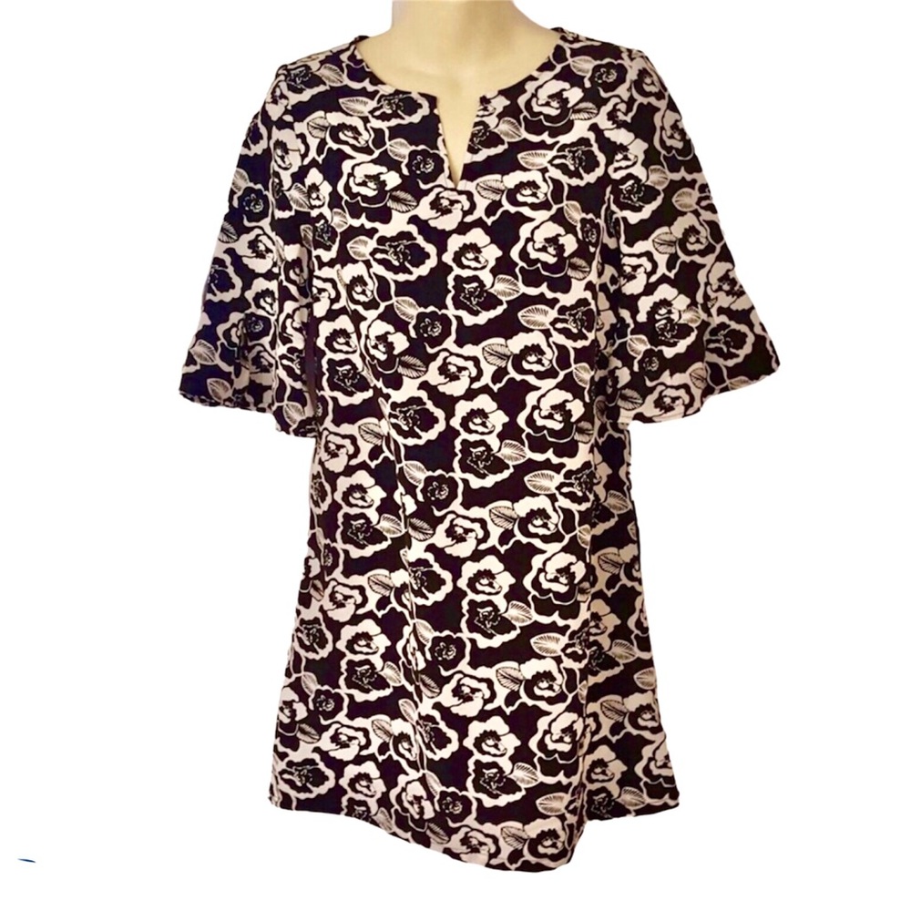 Paris Sunday Floral Short Sleeve Tunic Dress XS